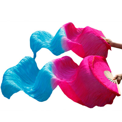 

New Arrivals Stage Performance Dance Fans 100 Silk Veils Colored 180cm Women Belly Dance Fan Veils 2pcs RoseTurquoise