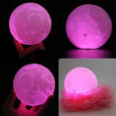 

3D LED 16 цветов Лунный свет Настольные лампы USB Перезаряжаемый ночник с дистанционным управлением (7,8 "/ 20 см)