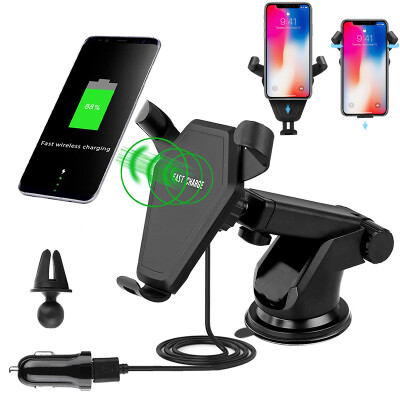 

Qi Wireless Car Charger Pad Cellphone Holder Mount Bracket 360° Mount For Samsung S8 S7 S6 Note85 iPhone X 8 Plus