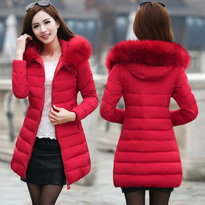 

2017 New Women's Fashion Wool Collar Winter Thicken Warm Down Jacket Cotton-padded Jacket