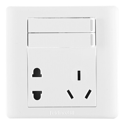 

Feidiao feidiao switch socket panel five-hole socket with double open dual control dual power wall switch 86 A3 Jia Run white