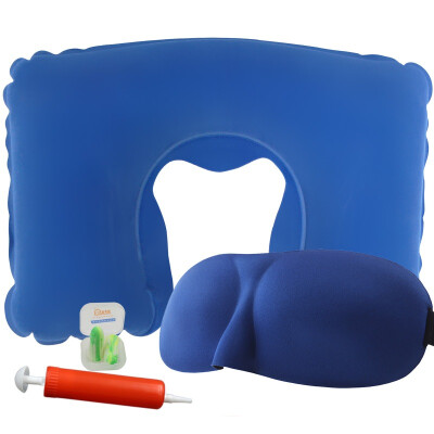 

3D sleep goggles inflatable U-shaped neck pillow anti-noise earplugs) green fruit set to send the pump