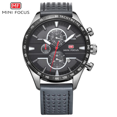 

MINI FOCUS Brand Fashion Leather Strap Men Quartz Watch MF0002G