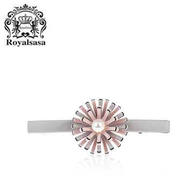 

Royal Sasa Royalsasa Headdress Hair Accessories Cross clamp Spring Chuck Trumpet Top Clip Side Imitation Pearl Gray Pink
