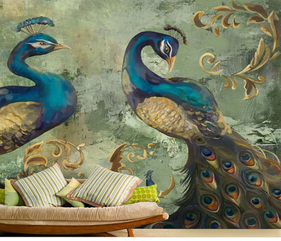 

Photo wallpaper Southeast Asia peacock wallpaper mural retro living room bedroom coffee room TV background wallpaper mural