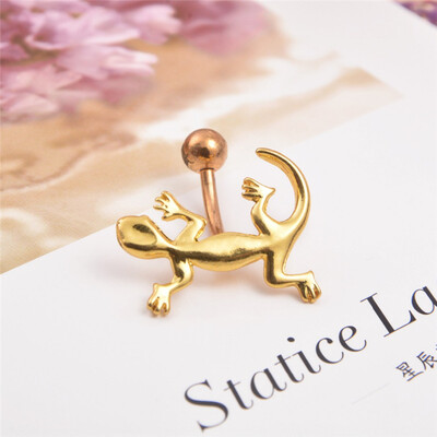 

Fashion Women Bellybutton Sexy Body Piercing Ombligo Jewelry Gecko Lizards Animal Anti Allergic Material Medical Needle Navel