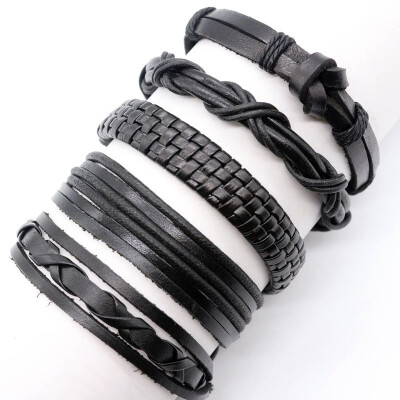 

5Pcs Braided Leather Bracelet Mens Ladies Friendship Bracelet