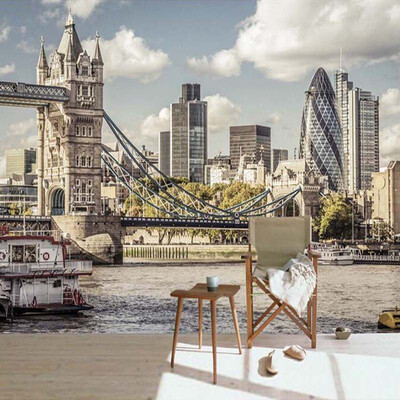 

Европейский стиль ретро 3D Mural City Building River Photo Wallpaper Ресторан Cafe Living Room Креативный декор Нетканые фрески