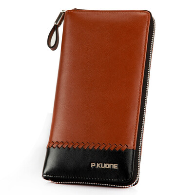 

Pkuone® New 2016 men genuine leather wallets famous brand money purses long zipper Wallets New Design Card Holder Large Clutch Bags
