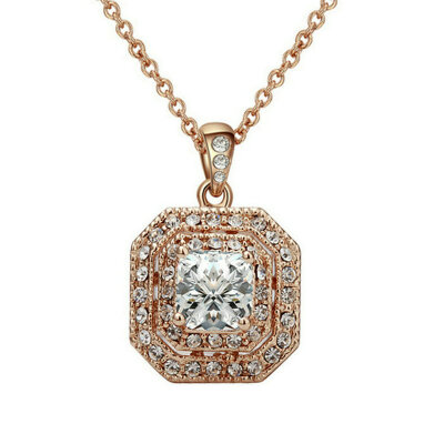 

Yoursfs® 18K Rose Gold Plated 1.5ct Simulated Diamond Statement Подвесное ожерелье Использование австрийских ювелирных изделий из кристаллов