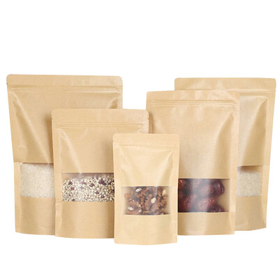 

Shan Shili SexeMara Kraft Ziplock Bag Window Sealing Bag Food Storage Bag Dried Fruit Bag Self-standing Bag Compact Bag 16264 50 pcs