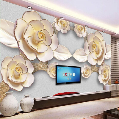 

Современные простые 3D-тисненые цветы Фото-роспись обоев Гостиная Отель Luxury Home Decor Обои Papel De Parede Цветочный 3D