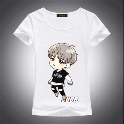 

HenReat High quality silk cotton white solid color short sleeve women BTS print T-shirt