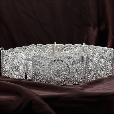 

SUNSPICE MS Gold Silver Color Round Flower Metal Waist Chain Belt Decoration Elegant Wedding Decoration Bridal Sash body jewelry