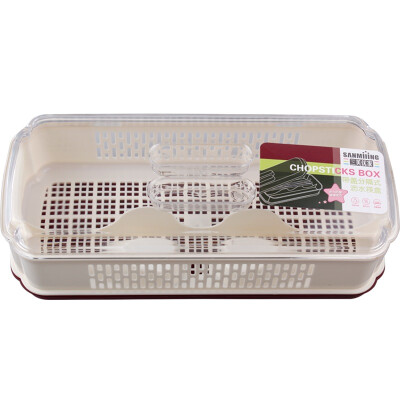 

Jingdong Supermarket] three beautiful gates with cover multi-functional separation of leaching chopsticks box 6507 color random