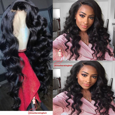 

180% Density Brazilian loose Wave Virgin Hair Lace Front Wigs Human Hair Natural Color Free Shipping