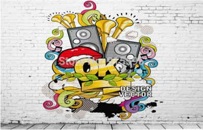 

Custom Mural Wallpaper 3D Colorful Graffiti Retro Modern Style Mural Childrens Room Living Room KTV Bedroom Backdrop Wallpaper