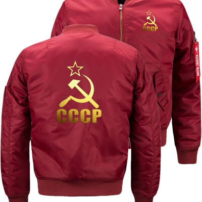 

Unique CCCP Russian USSR Soviet Union Bomber Flight Flying Jacket Winter thicken Warm Zipper Men Jackets Anime Mens Casual Coat