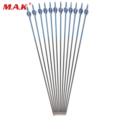 

12 pcs 30 Inches Spine 340 Carbon Shaft Arrows OD76mm with Plastic Fletching for Compound Recure Bow Archery