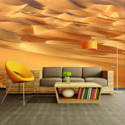 

Custom 3D Stereo Mural Современные простые желтые пустынные фотообои Theme Hotel Restaurant Living Room Nature Wall Painting Decor