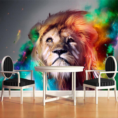 

Custom 3D Mural Wallpaper Print Modern Living Room Sofa TV Bedroom Fashion Colorful Lion Photo Background Decor Wall Paper Rolls
