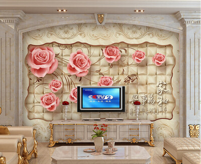 

Photo wallpaper 3D rose European style retro imitation soft murals bedroom living room TV backdrop non-woven wallpaper mural
