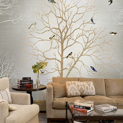 

HD retro nostalgic birdie on TV background wall decorative painting mural non-woven wallpaper for bedroom