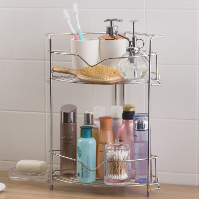 

Ou Runzhe rack stainless steel thick line two-tier corner shelf bathroom storage rack kitchen storage rack