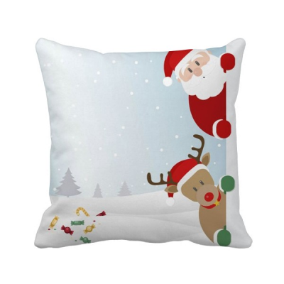 

Christmas Santa Claus Elk Peep New Year Square Throw Pillow Insert Cushion Cover Home Sofa Decor Gift