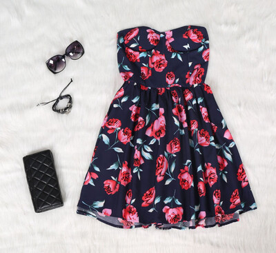 

Lovaru ™ High quality women red flower print off the shoulder dress the evening party sexy dress