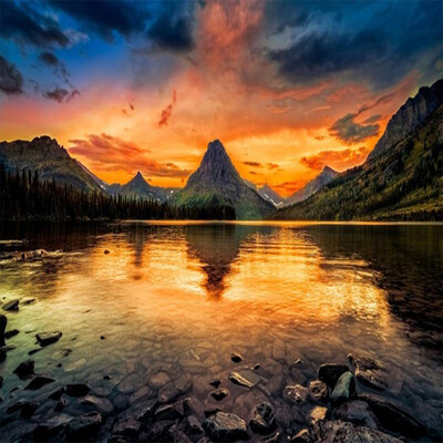 

Custom 3D Nature Scenery Photo Mural Обои Пейзаж Под закатом Горы и озеро Обои Бумага для телевизора Диван