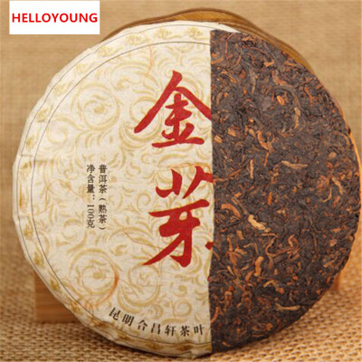 

C-PE028 Promotions! 100g grams China Yunnan Pu'er tea cooked tea, green shoots gold green food healthy weight loss diet