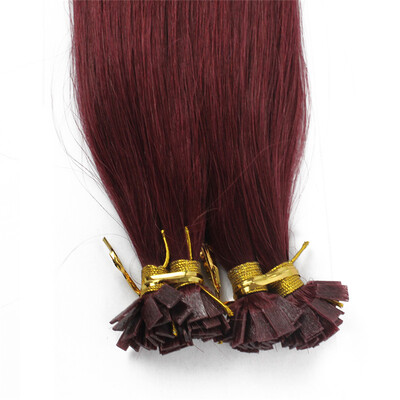 

1g/s 100g Human Remy Hair Burgundy Keratin Flat tip Hair Extensions