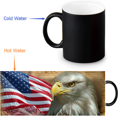 

US Flag And Bald Eagle 350ml/12oz Heat Reveal Mug Color Change Coffee Cup Sensitive Morphing Mugs Magic Mug Milk Tea Cups