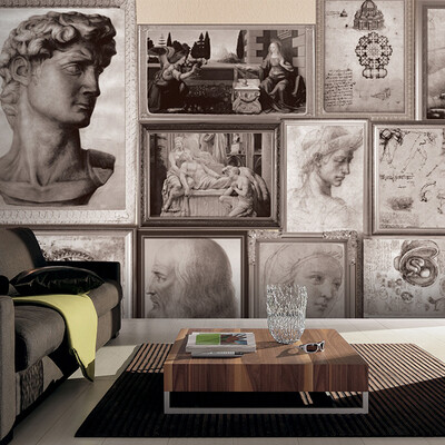 

Custom 3d mural wallpaper Black and white pencil sketch European wallpaper Da Vinci painted living room bedroom wallpaper
