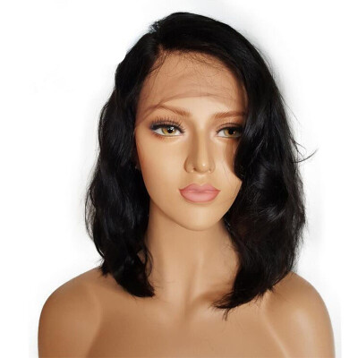 

100 Short Glueless Lace Front Human Hair Wigs With Baby Hair 8 Inch to 16 Inch Brazilia Remy Wavy Bob Wigs Bleached Knots