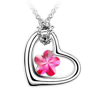 

Flower Necklace Crystal from Austrian High Quality Heart Pendants Necklace For Women Bijouterie Female Gift 112