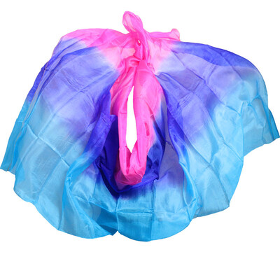 

2017 high quality dance veils handmade natural silk belly dance veil RoseRoyal Blue Turquoise 250270114 cm Dance Props