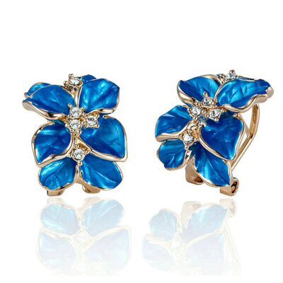 

Yoursfs® 18K Rose Gold Plated Blue Painting Flower Earring Используйте австрийские кристальные модные украшения