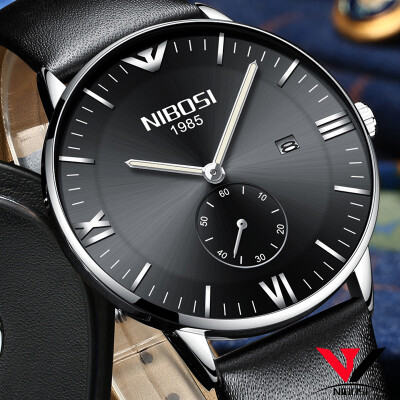 

Fashionable Simple Waterproof Watches NIBOSI Wrist Watch Leather Strap Genuine Quartz Wristwatch Brand Men Watch Luxury Casual