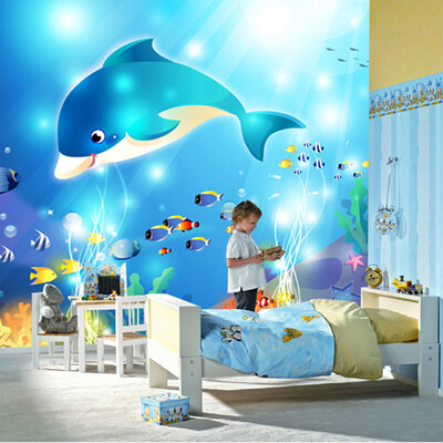

Custom 3D Photo Wallpaper High-End Wall Mural Нетканый мультфильм Подводный кит для детей Постельное белье Room Sofa Wall Mural Обои