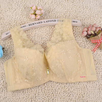 

Thin section thin fat mm without foam underwear vest type summer lace full bra Deep V Gather&adjust