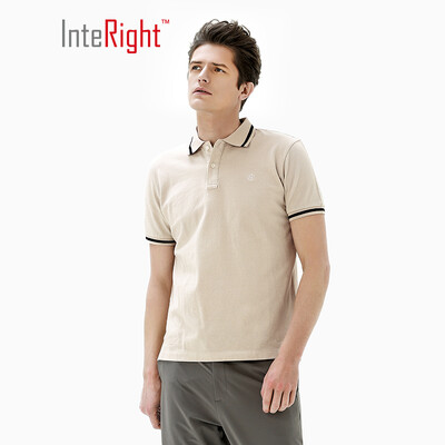 

INTERIGHT cotton POLO shirt mens T-shirt washed casual short-sleeved shallow khaki XL