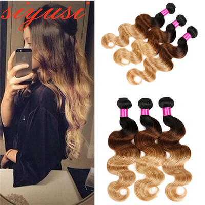 

Peruvian Virgin Hair Body Wave 3 Bundles T1B427&T1b27 Ombre Human Hair Extensions 100 Virgin Human Hair Weave