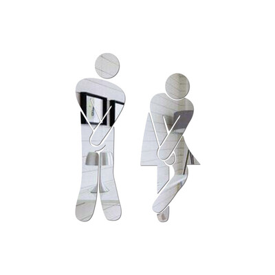 

MEYA Removable mirror bathroom mirror wall stickers3D bar bathroom toilet male&female sign mirror sticker
