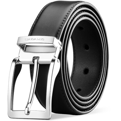 

Seven wolves mens belt pin buckle long version casual series belt 7A527109400-03C black