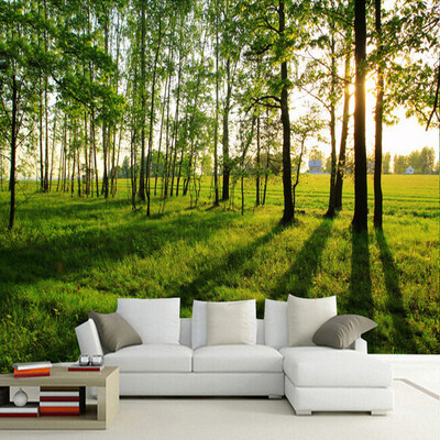 

Modern Simple Green Forest Sunshine Photo Mural Wallpaper For Walls 3 D Living Room Bedroom Backdrop Wall Decor Papel De Parede