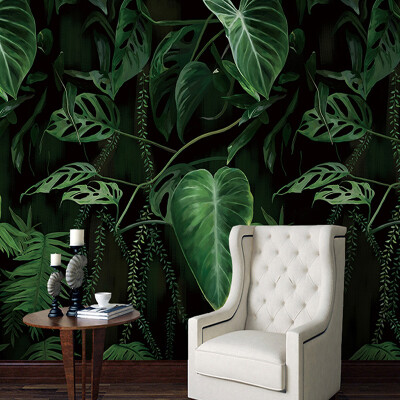 

Retro Tropical Rain Forest Palm Banana Leaves Mural Wallpaper Living Room Restaurant Creative Backdrop Wall Covering Home Decor