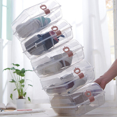 

FOOJO shoe box 6 Pack storage box transparent plastic clamshell bed bottom storage box finishing box pink buckle