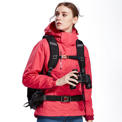 

Camel brand outdoor jacket two-piece female three-in-one jacket waterproof warm P7W170707 pomegranate red medicine purple red S